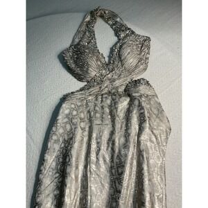 Party Time‎ Gown Size 8 Rhinestone Halter Snake Print Cutout Formal Dress